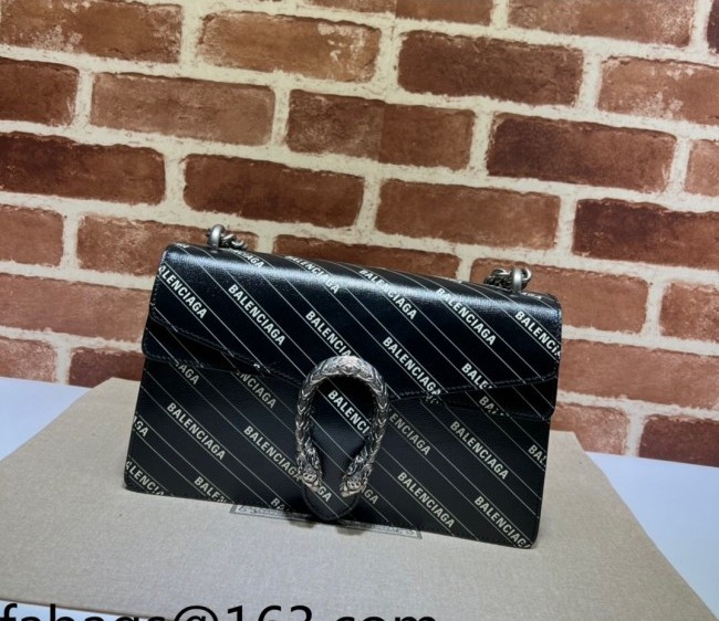 Gucci x Balenciaga Print Leather Dionysus Small Shoulder bag 400249 Black 2022