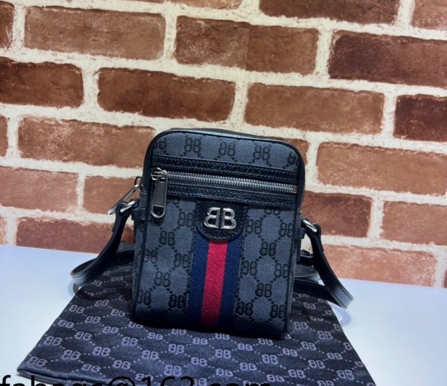 Gucci x Balenciaga BB Canvas Ophidia Shoulder Bag 680129 Black 2022