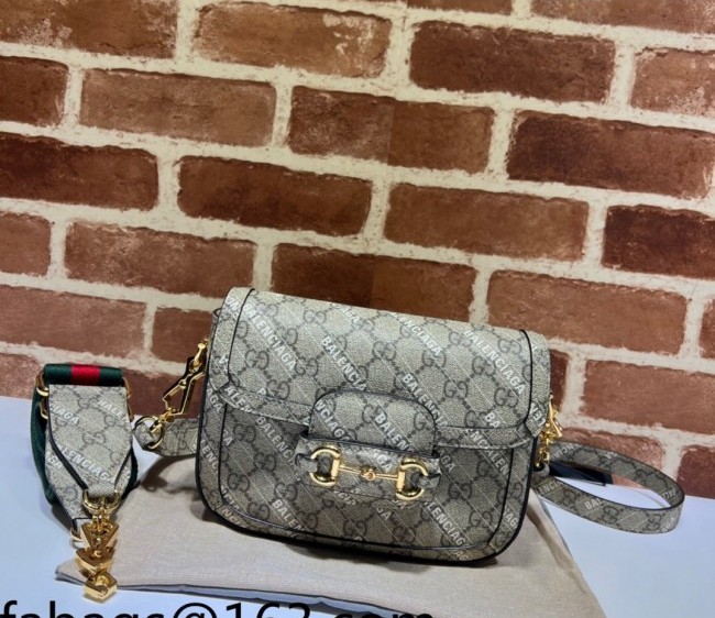 Gucci x Balenciaga Print GG Canvas Horsebit 1955 Mini bag 658574 beige 2022