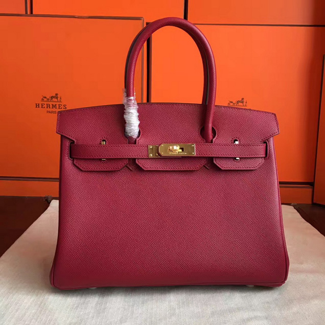 Hermes Birkin Bag 30cm Ruby Epsom Leather Gold Hardware