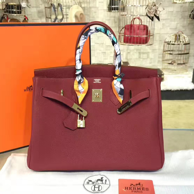 Hermes Birkin Bag 35cm Bordeaux Togo Leather Gold Hardware