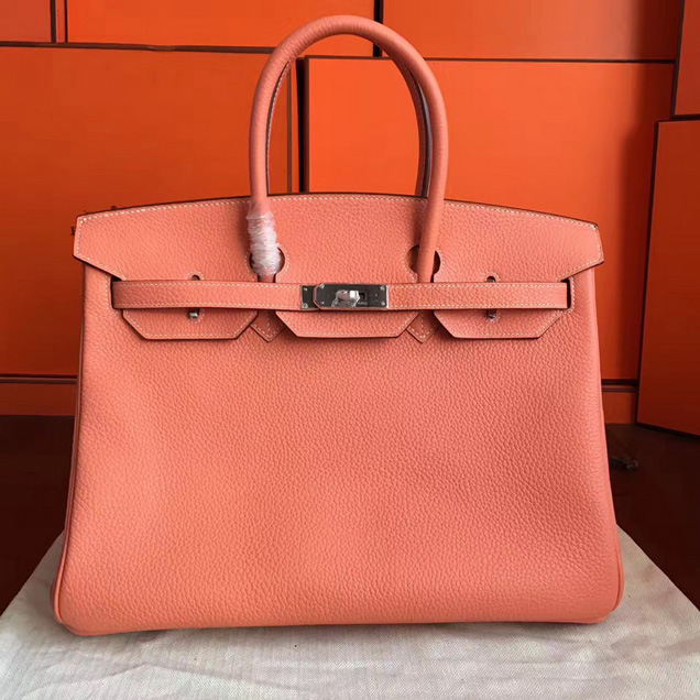 Hermes Birkin Bag 35cm Orange Poppy Togo Leather Gold Hardware