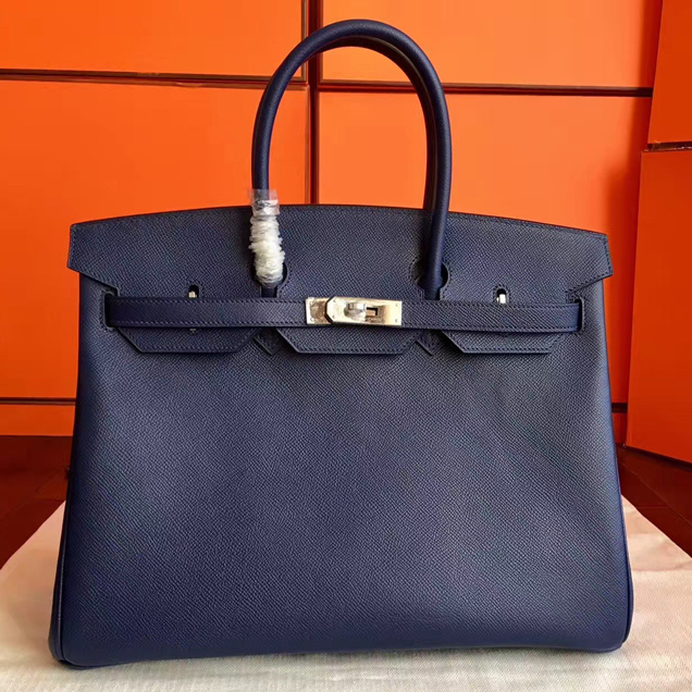 Hermes Birkin Bag 35cm Sapphire Epsom Leather Gold Hardware