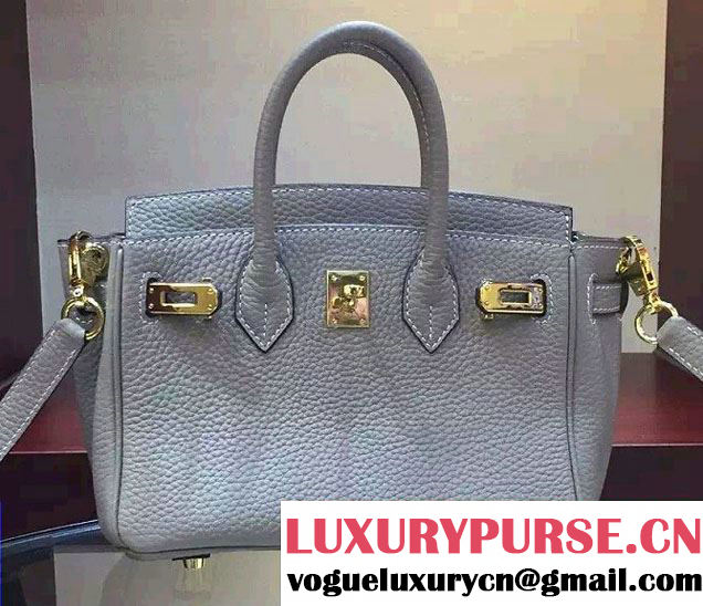 Hermes Togo Leather Birkin 20cm Mini Bag Gray 2016