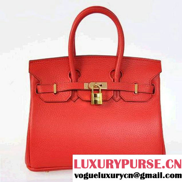 Hermes Birkin 25CM Tote Bags Togo Leather Red Godlen