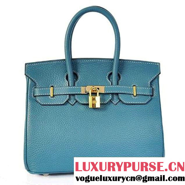 Hermes Birkin 25CM Tote Bags Togo Leather Blue Godlen