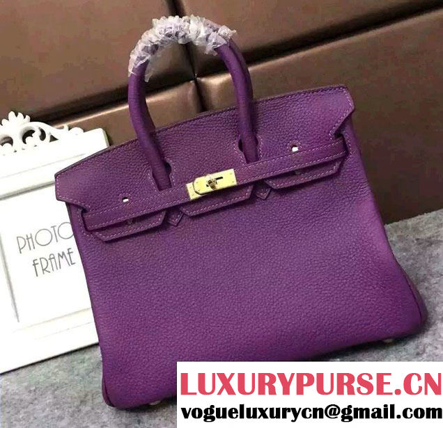 Hermes Mini Birkin 25cm Bag in Original Togo Leather Bag Purple