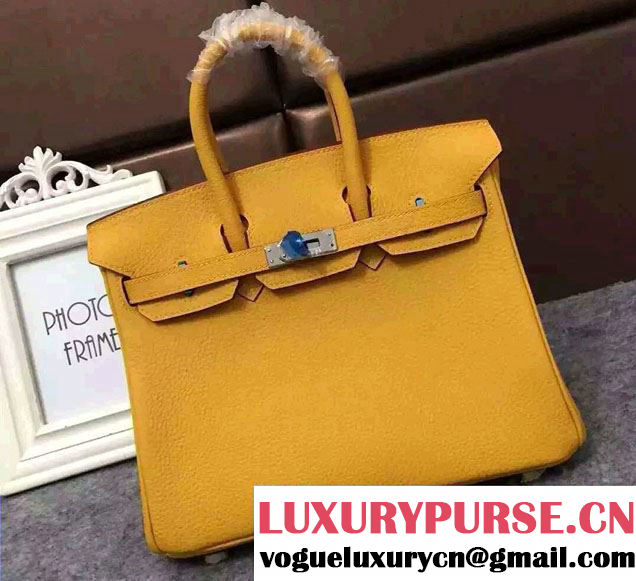 Hermes Mini Birkin 25cm Bag in Original Togo Leather Bag Yellow