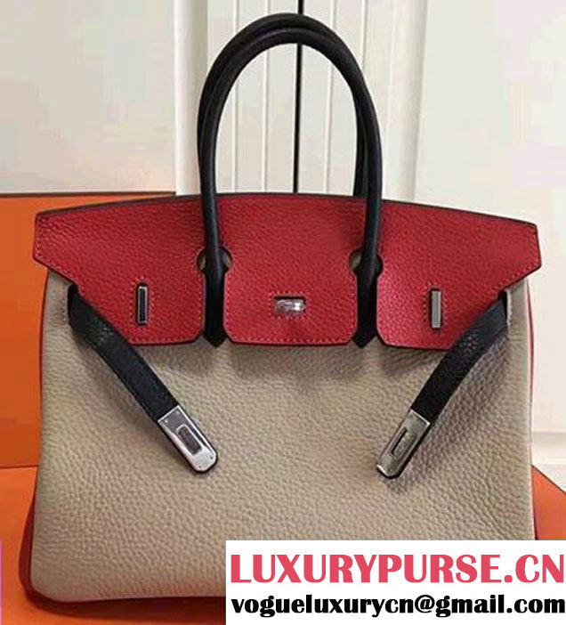 Hermes Mini Birkin 25cm Bag in Original Togo Leather Bag Light Brown/Red