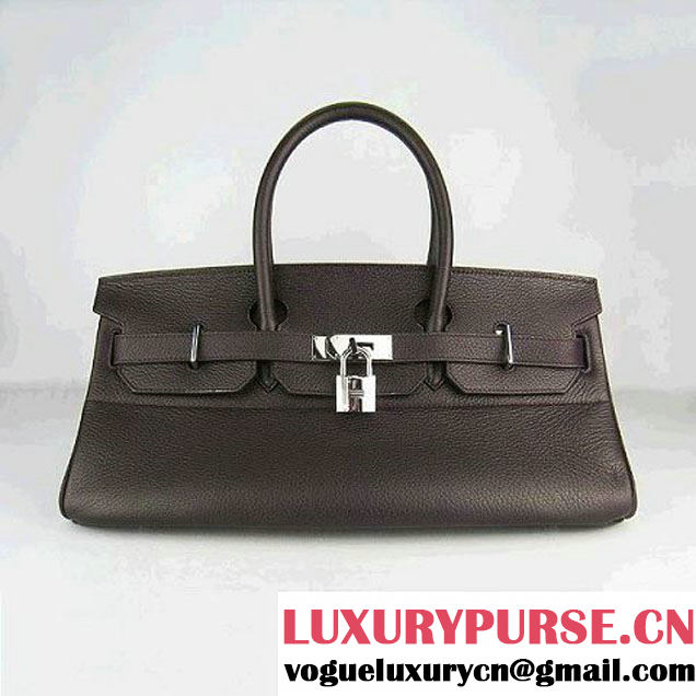 Hermes Birkin 6109 Togo Leather Bag Dark Coffee 42cm Silver