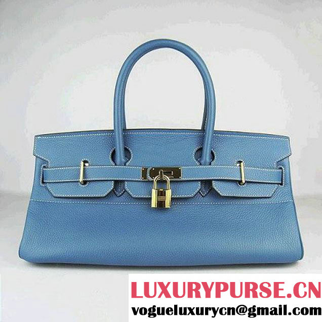 Hermes Birkin 6109 Togo Leather Bag Blue 42cm Gold