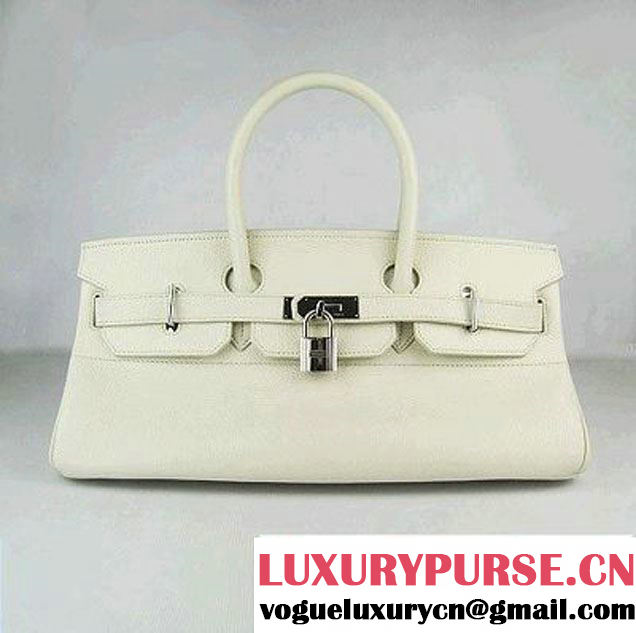 Hermes Birkin 6109 Togo Leather Bag Beige 42cm Silver