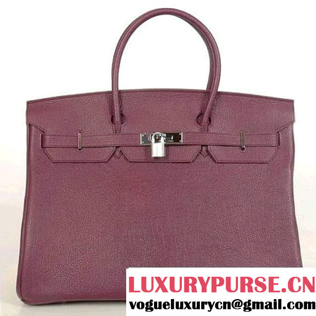 Hermes Birkin 40CM Togo Leather Tote Bag H40 Dark Purple Silver