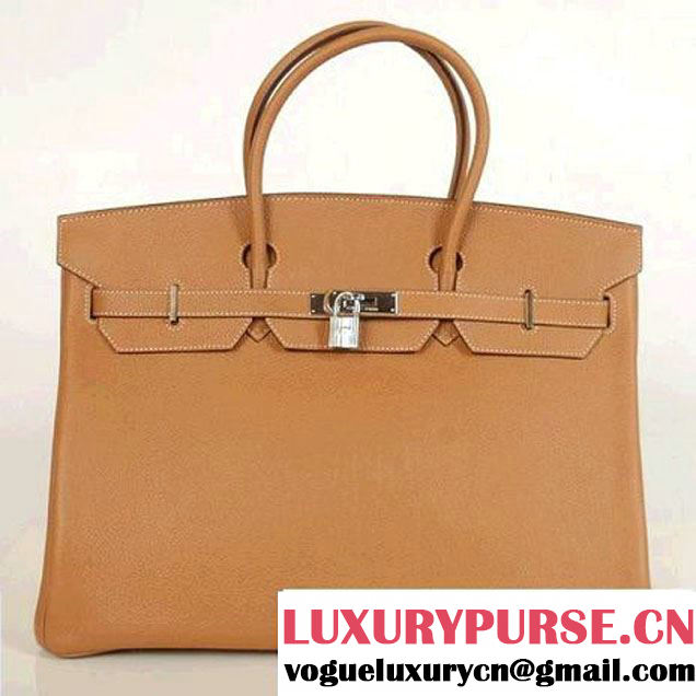 Hermes Birkin 40CM Togo Leather Tote Bag H40 Camel Silver