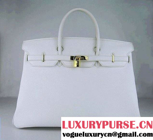 Hermes Birkin 40CM Togo Bag White 6099 Gold