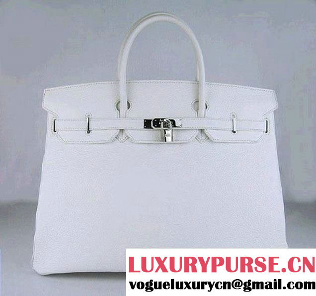 Hermes Birkin 40CM Togo Bag White 6099 Silver