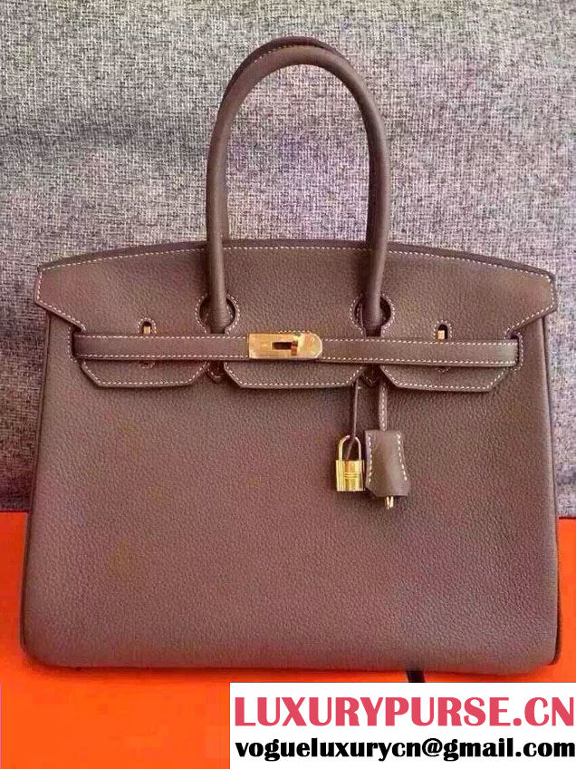 Hermes Birkin 40CM Togo Bag Grey 6099 Gold