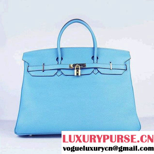 Hermes Birkin 40CM Togo Bag Light Blue 6099 Gold