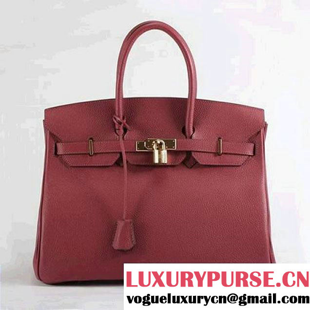 Hermes Birkin 35CM Smooth Leather Handbag 6089 Bordeaux Golden