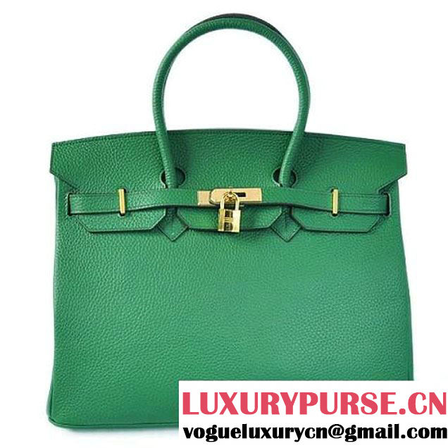 Hermes Birkin 35CM Tote Bags Togo Leather Dark Green Golden