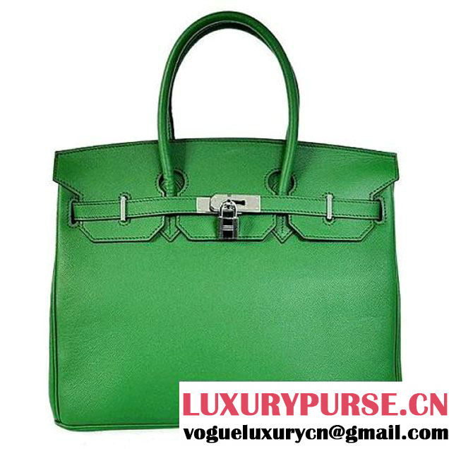 Hermes Birkin 35CM Tote Bags Togo Leather Mid Green Silver