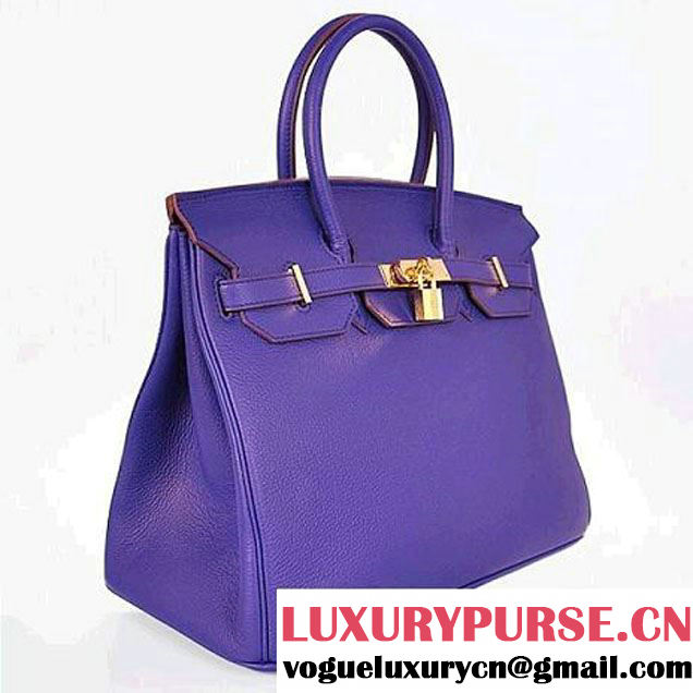 New Color Hermes Birkin 35CM Tote Bags Smooth Togo Leather H35 Sapphire Gold