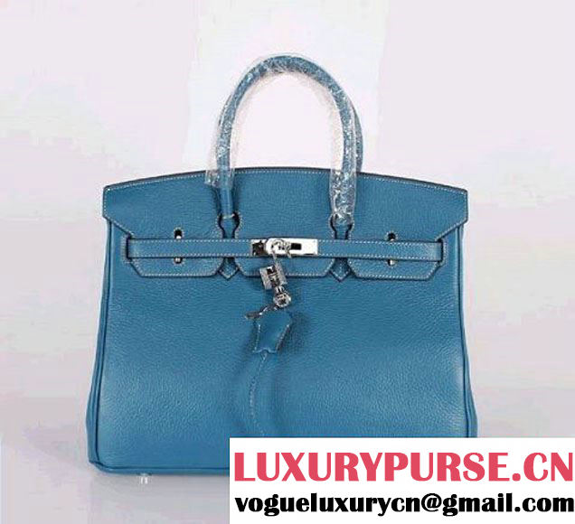 Hermes Birkin 35CM Tote Bag Clemence Leather H-35 Blue