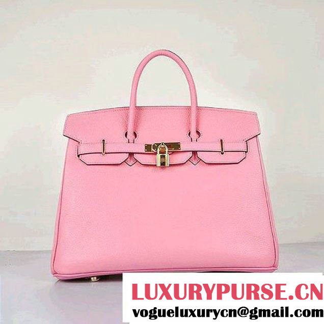 Hermes Birkin 35CM Pink Clafskin Leather Tote Bag Gold