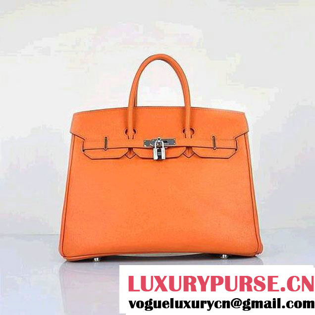 Hermes Birkin 35CM Orange Saffiano Leather Tote Bag Silver