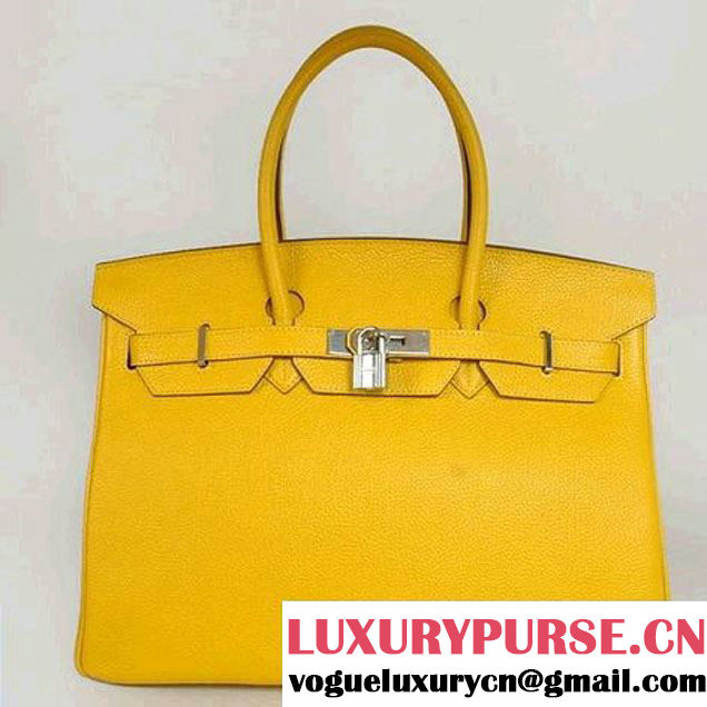 Hermes Birkin 35CM Tote Bags Smooth Togo Leather Turkey Yellow Silver