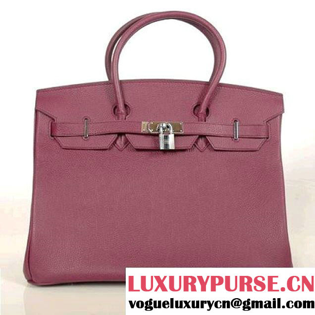 Hermes Birkin 35CM Tote Bags Smooth Togo Leather Dark Purple Silver