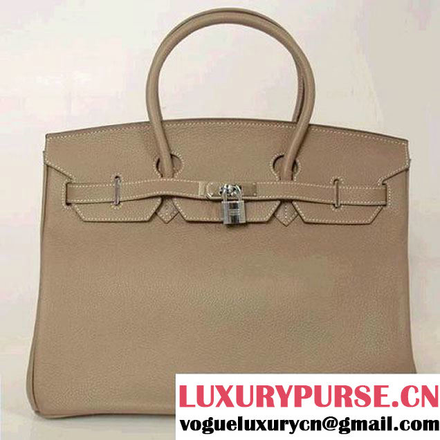 Hermes Birkin 35CM Tote Bags Smooth Togo Leather Dark Grey Silver