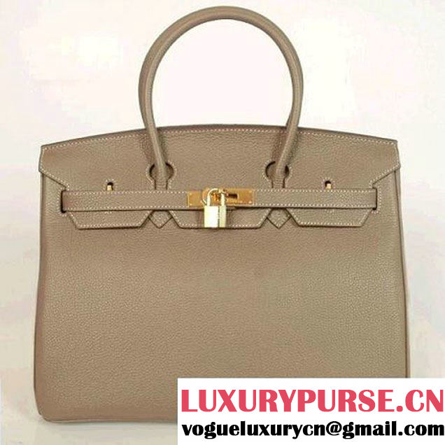 Hermes Birkin 35CM Tote Bags Smooth Togo Leather Dark Grey Golden