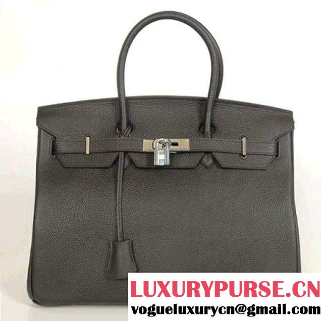 Hermes Birkin 35CM Tote Bags Smooth Togo Leather Black Silver