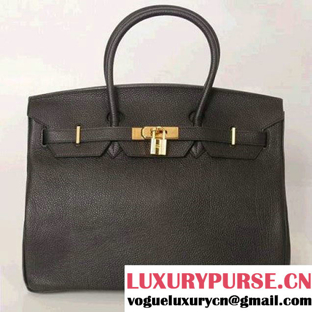 Hermes Birkin 35CM Tote Bags Smooth Togo Leather Black Golden