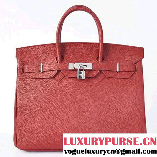 Hermes Birkin 35CM Tote Bags Togo Leather Bordeaux Silver