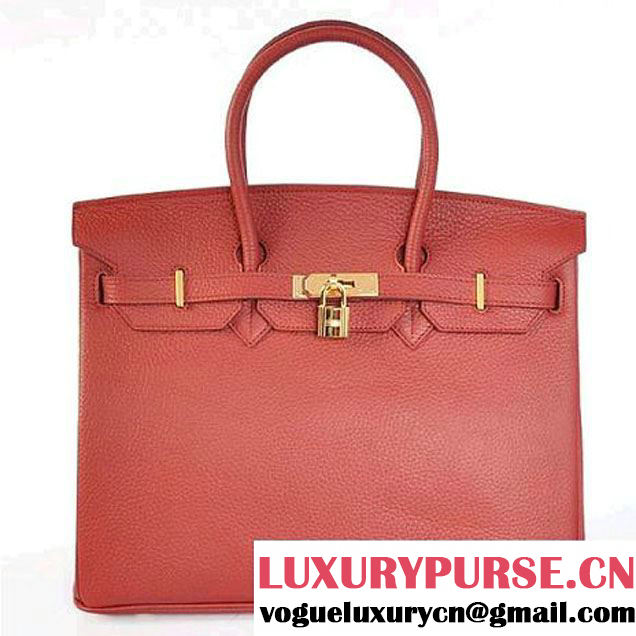 Hermes Birkin 35CM Tote Bags Togo Leather Bordeaux Golden