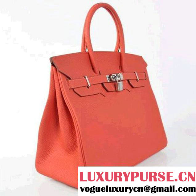 Hermes Birkin 35CM Tote Bags Togo Leather Light Red Silver