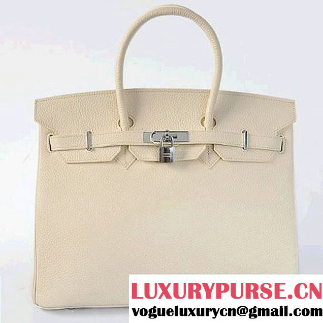 Hermes Birkin 35CM Tote Bags Togo Leather Beige Silver