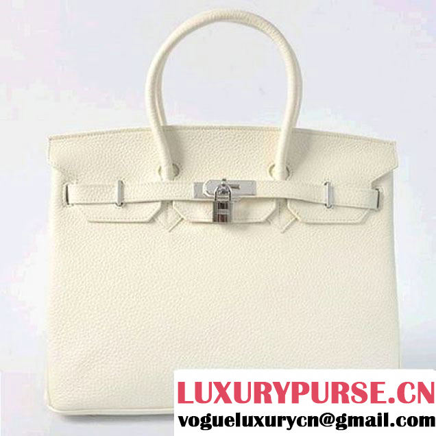 Hermes Birkin 35CM Tote Bags Togo Leather White Silver