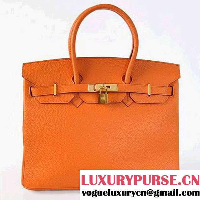 Hermes Birkin 35CM Tote Bags Togo Leather Orange Golden