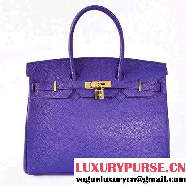 Hermes Birkin 35CM Tote Bags Togo Leather Blue Golden