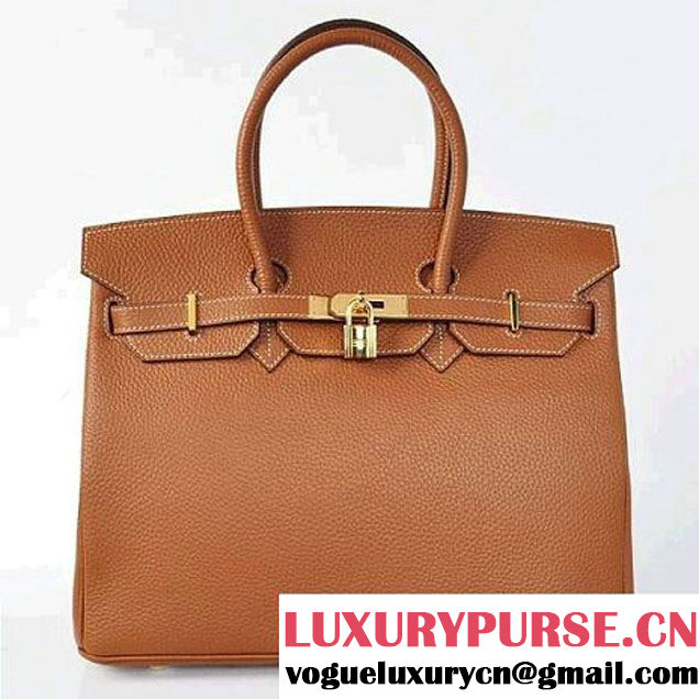 Hermes Birkin 35CM Tote Bags Togo Leather Dark Oceer Golden