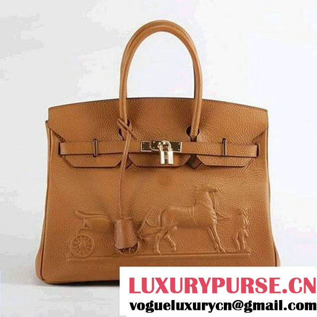 Hermes Birkin 35cm Horse-Drawn 6089 Light Coffee Golden