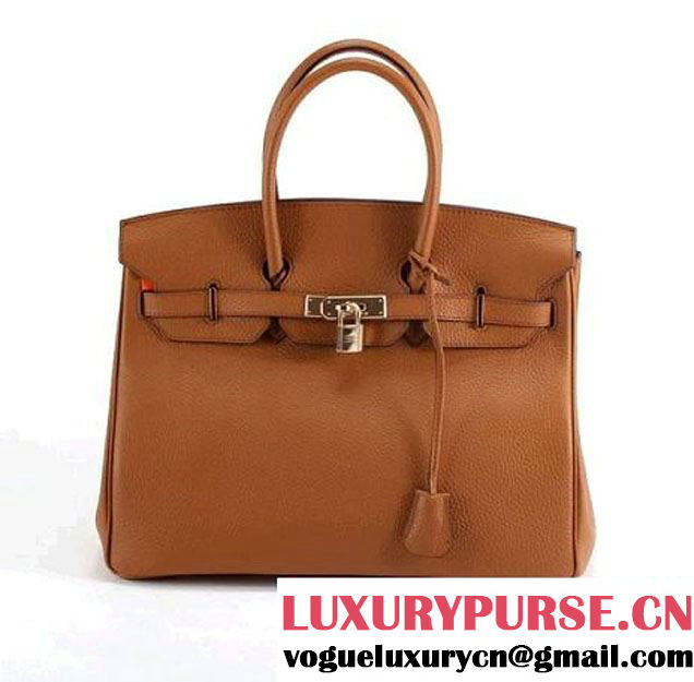 Hermes Birkin 35CM Togo Leather Handbag 6089 Light Coffee Golden