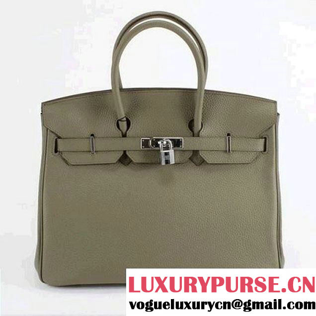 Hermes Birkin 35CM Togo Leather Handbag 6089 Dark Grey Silver