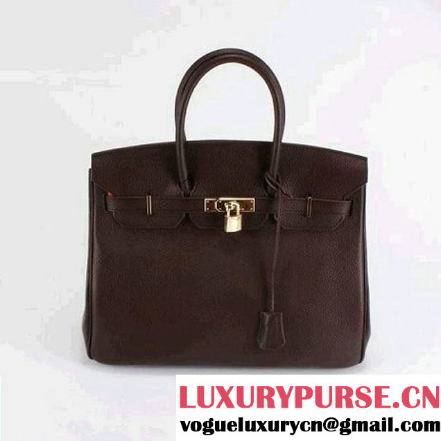 Hermes Birkin 35CM Togo Leather Handbag 6089 Dark Coffee Golden