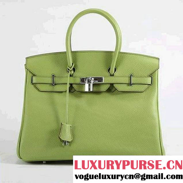 Hermes Birkin 35CM Togo Leather Handbag 6089 Green Silver