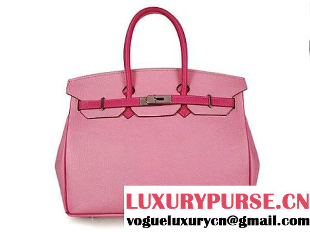 Hermes Birkin 35CM Tote Bag Clemence Leather Pink&Rose