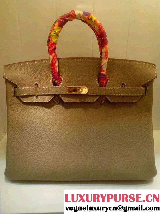 HERMES BIRKIN 35 LUXE CLEMENCE TAN GOLDEN